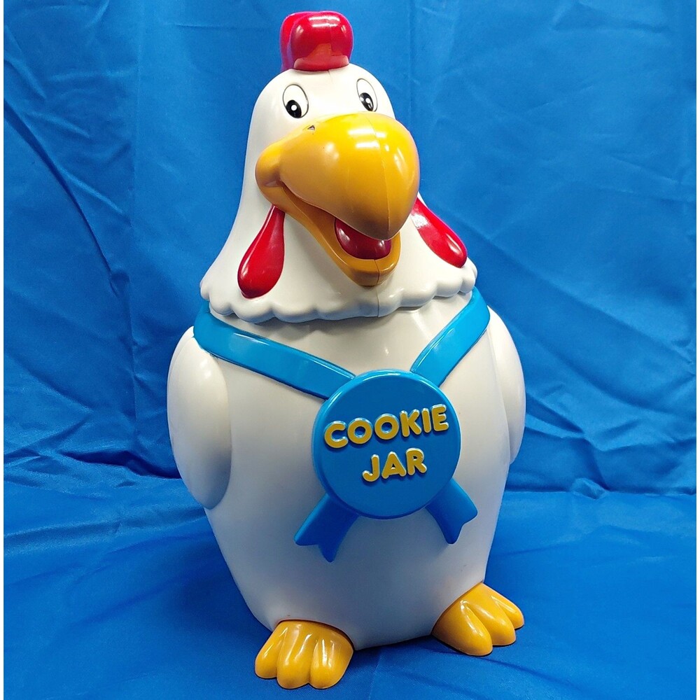 Fun-Damental Too Ltd. Crowing Rooster Cookie Jar w/ Lid Plastic 10in White